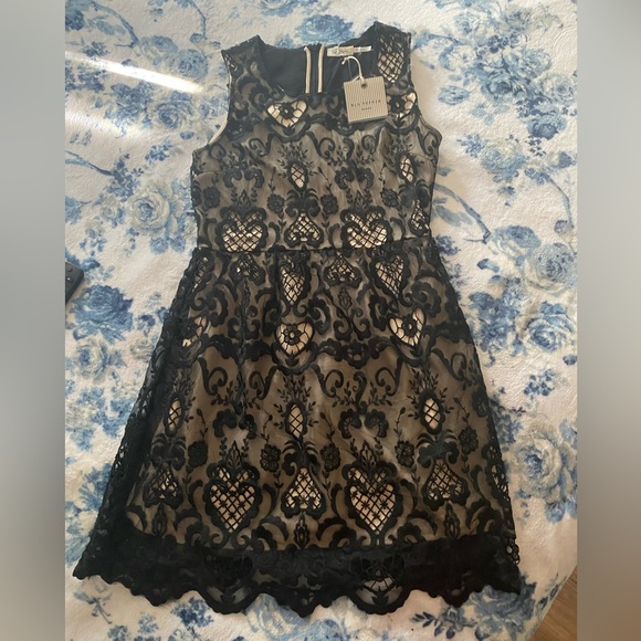 black lace for dress Elegant Lace Black Dress with Gloves SF017 main image 1